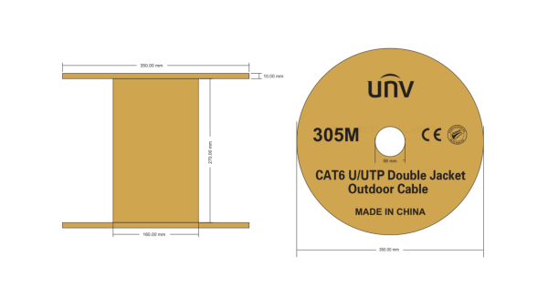 Uniview CAB-LC3110B-E-IN – Cat6 305m Outdoor UTP Network Cable (OFC 0.5mm Black)