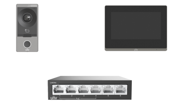 Uniview KIT/201S/372S/NSW2020 – Villa Video Intercom Kit(Including 1 PCS Door Station,1 PCS Indoor Station,1 PCS Switch)